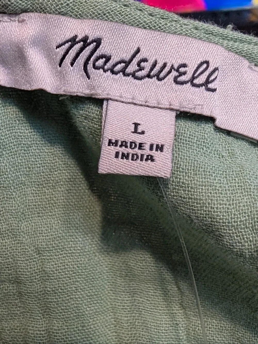 NWT Madewell Sage Green Tie Front Cropped Shrug Bolero Size Large